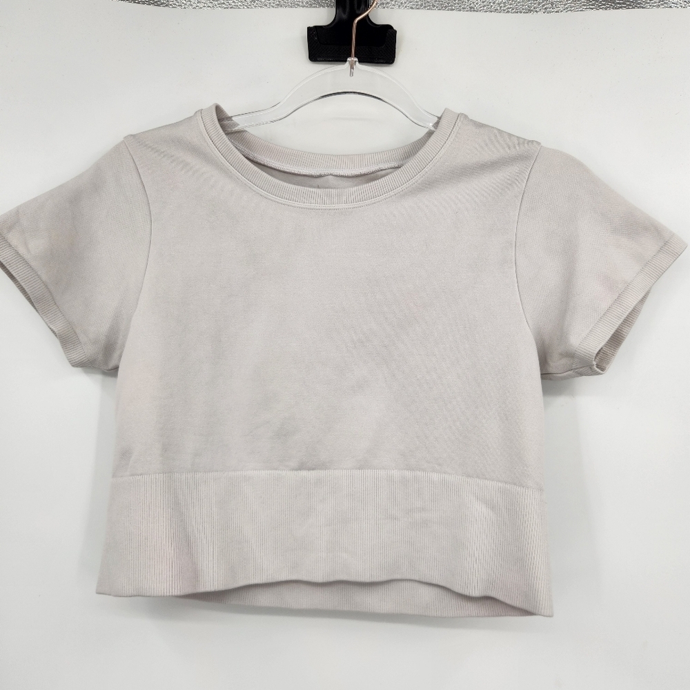 Offline By Aerie Seamless Crop Top Tee Womens Size Medium White Short Sleeve